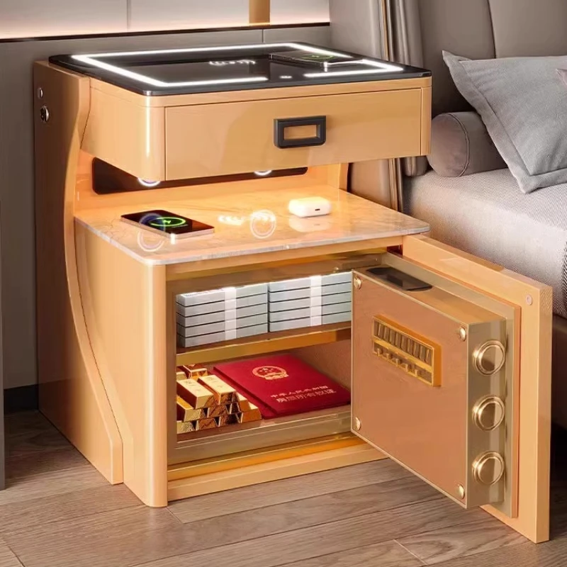 

Modern Minimalist Nightstand Strongbox Metal Filing Smart Nightstand Unique Floor Mesitas De Noche Living Room Furnitures