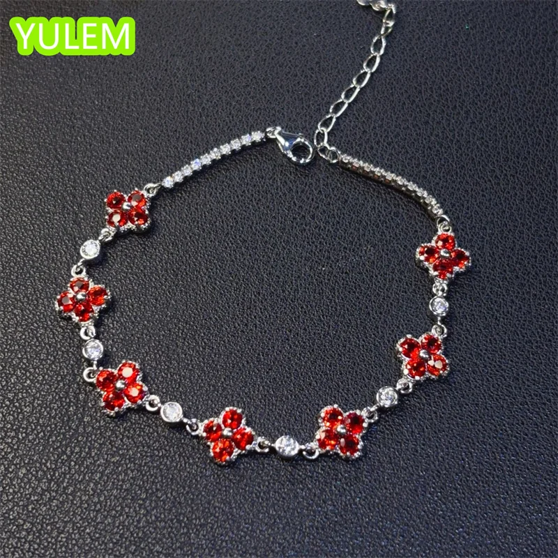 

Luxury Stunning Natural Yellow /red Sapphire Bracelet Sterling Silver 925 A Luxurious Elegant Fashion Gift Designer Design