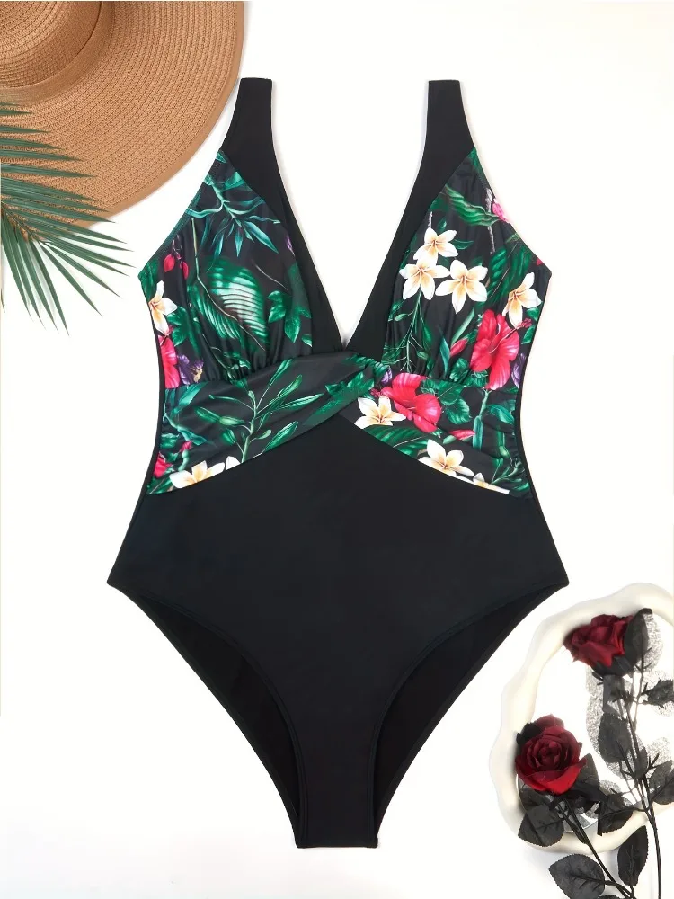 2024 Large Plus Size Halter One Piece Swimsuit Women Bodysuit Swimwear Female Bather Bathing Swimming Swim Suit Beachwear