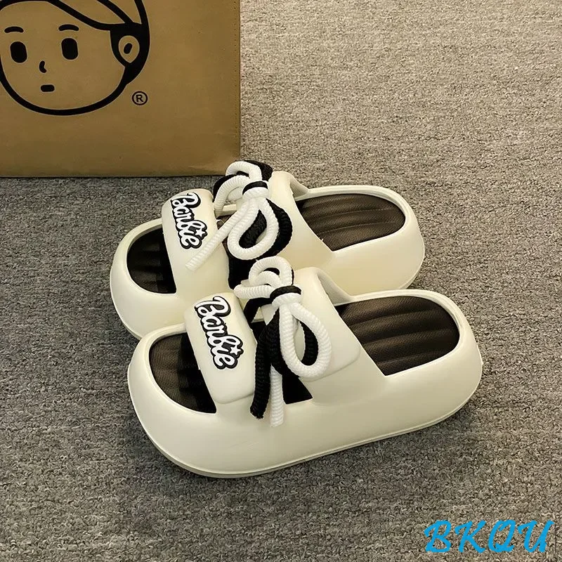 BKQU Brand 2024 Summer New Punk Style Sweet and Spicy Girl Bread Shoes High Heel Platform Shoes Bow Decorative Treading Shit