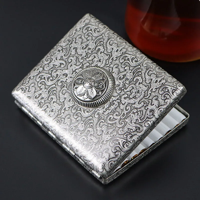 

Высококачественный портсигар из чистой меди на 20 палочек, карманный чехол для курения с 3D тиснением, коробка для хранения сигар, аксессуары для курения