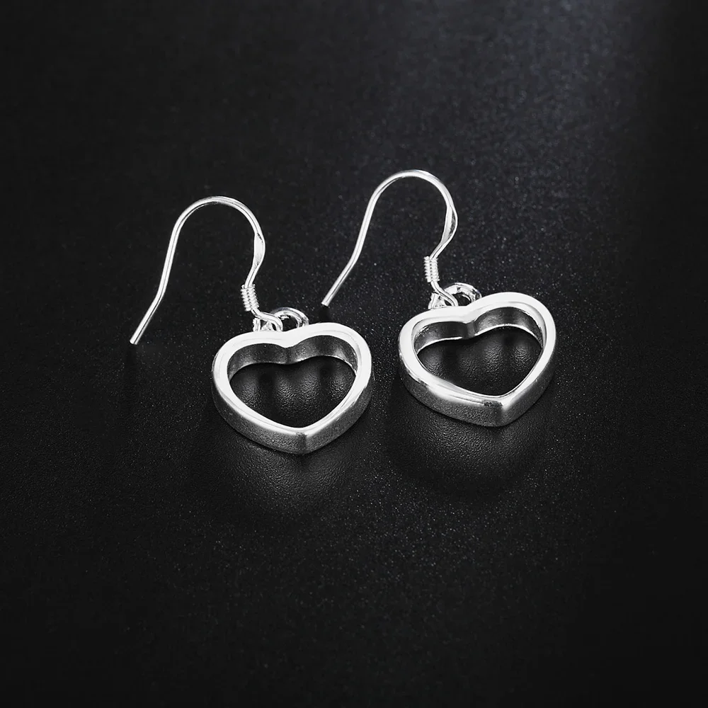 

Exquisite 925 Sterling Silver Earring Fashion Hollow Heart Earrings for Women Birthday Gift Charm Jewelry