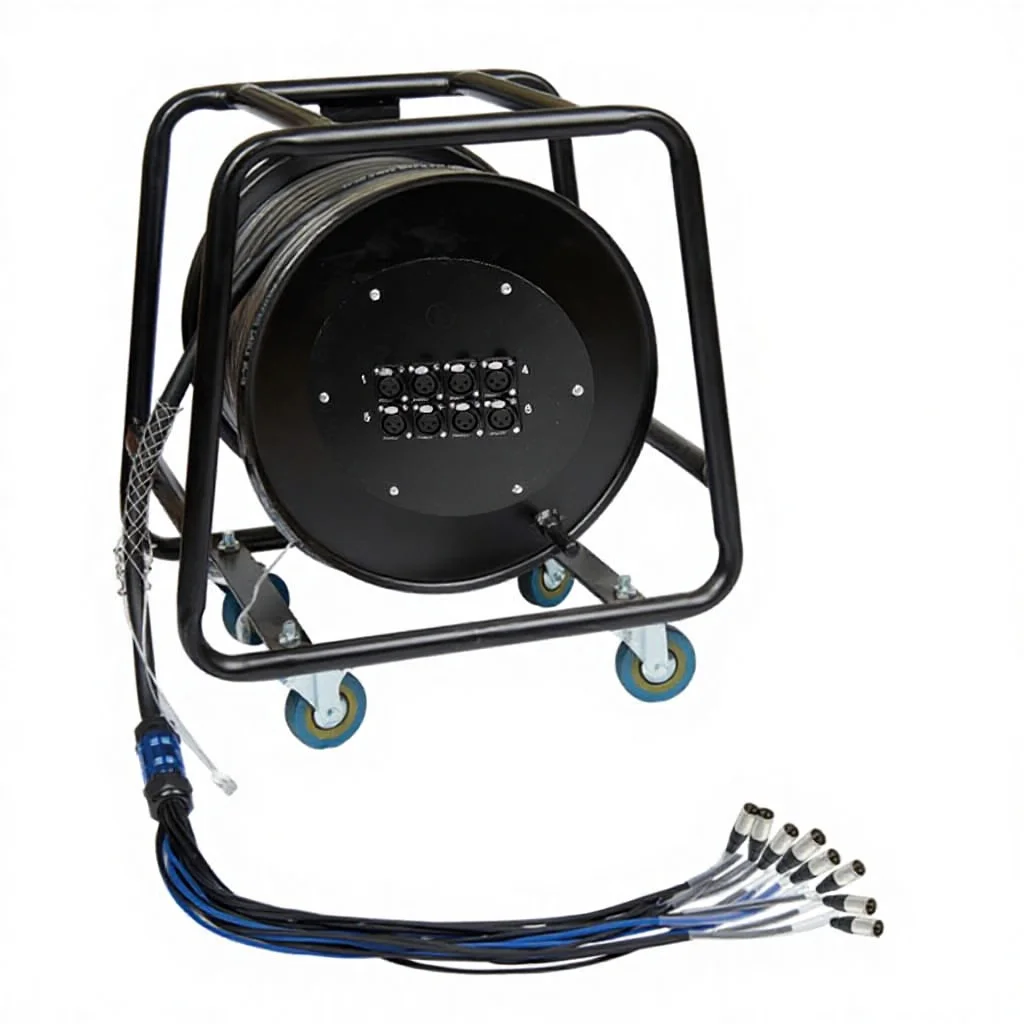 8-Channel Mobile Stage Lighting Sound Audio Signal Multi-Core Microphone XLR Connection Cable Reel Bare Copper Wire (TC8B Model)