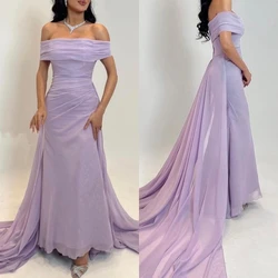 Customized Exquisite Off-the-shoulder A-line Anke Length es Formal Ocassion Gown Organza vtidos de noche elegant para mujer