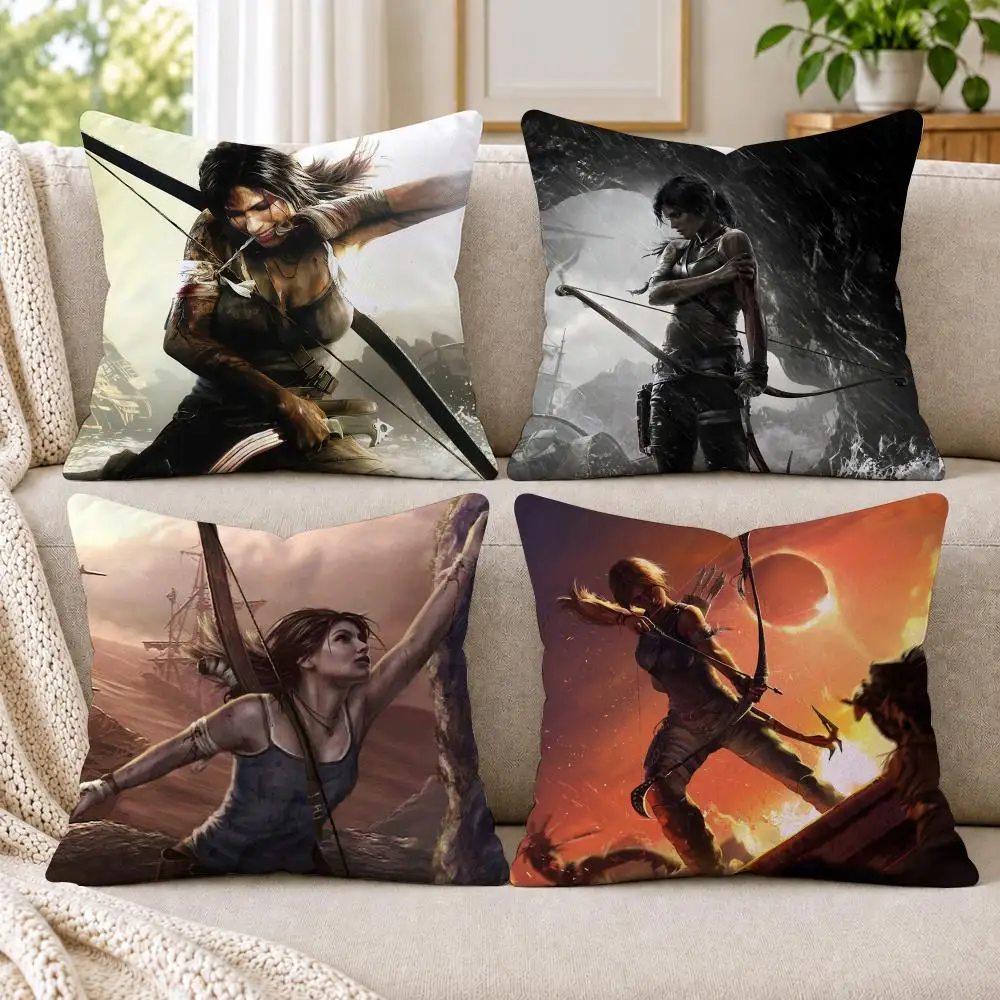 S-shadow of the Tomb R-Raider Cushion Cover Short Plush Double-Sided Printing Sofa Bedroom Pillow Case Aesthetic Home Decor
