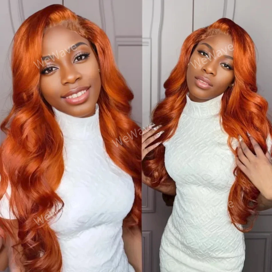 

Ginger Body Wave Transparent 13x6 Lace Frontal Wigs Brazilian Colored 13x4 Colored Front Wig Full Remy Human Hair For Women