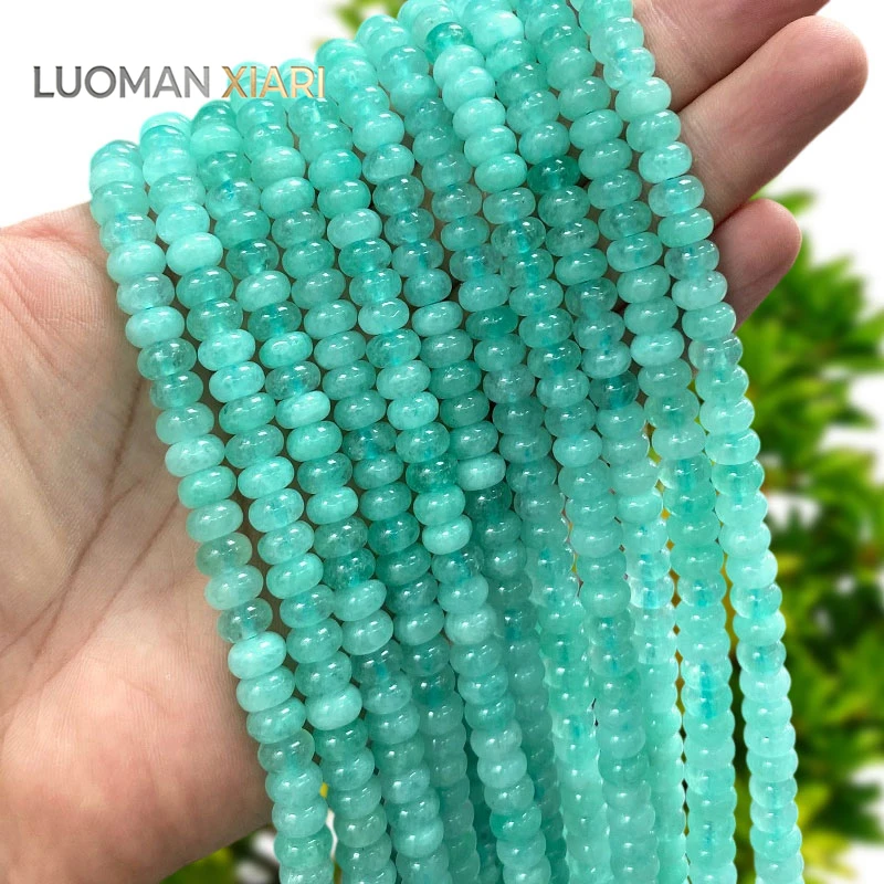 Wheels 5x8mm Natural Stone Light Ice Green Chalcedony Loose Spacer Beads for Jewelry Making Diy Bracelets Charms Accessories