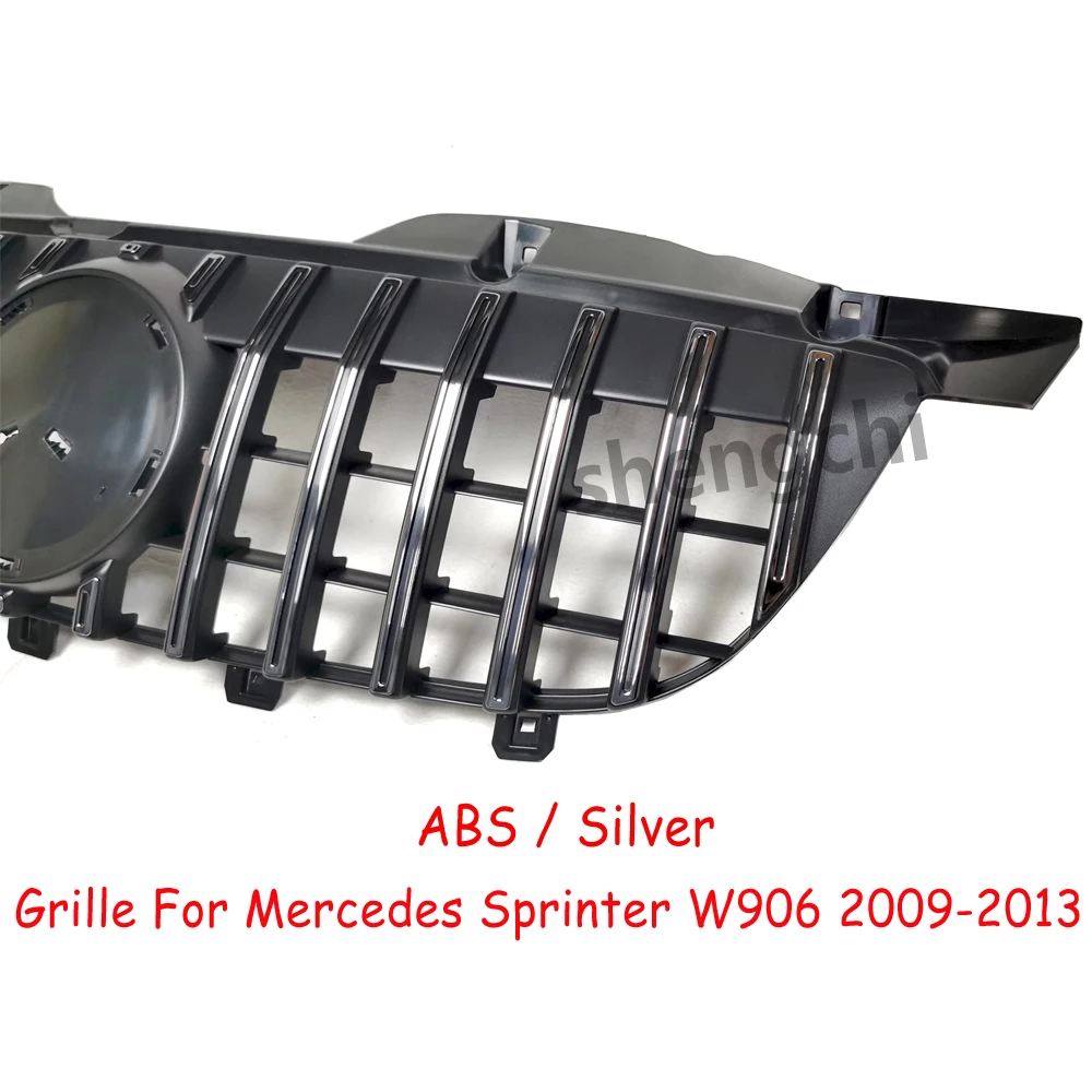 W906 GT Style Black/ Silver Front Bumper Grill For Mercedes Benz Sprinter W906  Pre-facelift Racing Grille 2009-2013