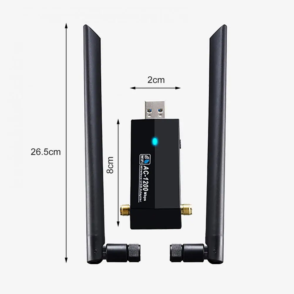 Useful Wireless Network Card AC1200M Easy Installation 2.4/5.8G Wireless Driver-free WiFi Adapter USB WiFi Card Rotatable
