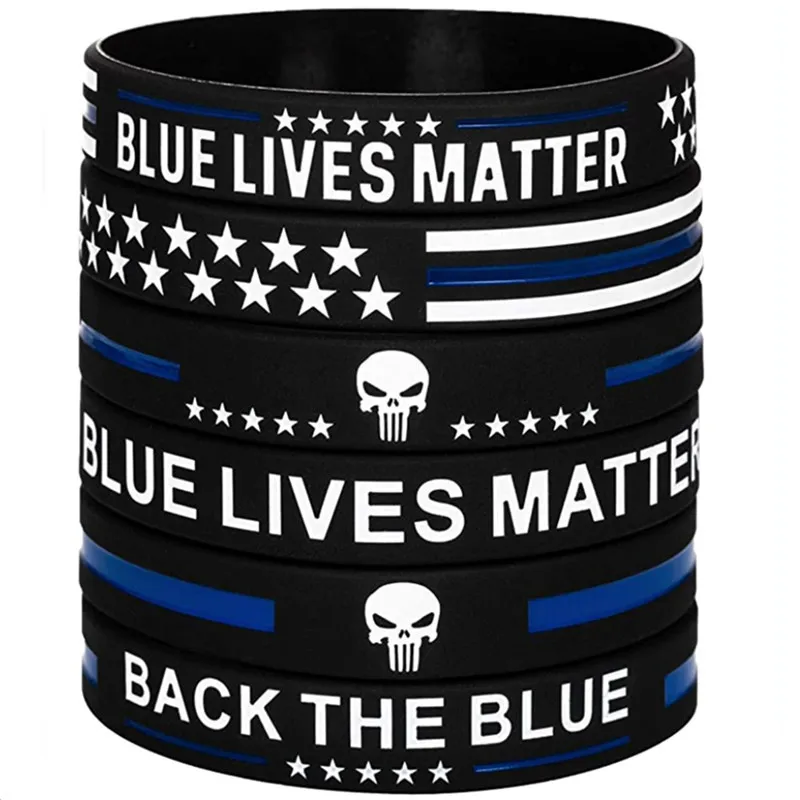 1pc/3pcs USA flag American United states blue lives matter rubber bracelet silicone wristband