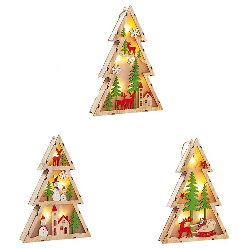 3 قطعة زينة شجرة عيد الميلاد متوهجة شجرة عيد الميلاد زخرفة لوازم الحفلات DIY بها بنفسك عيد الميلاد معلقة الديكور Elk-AT30 #1