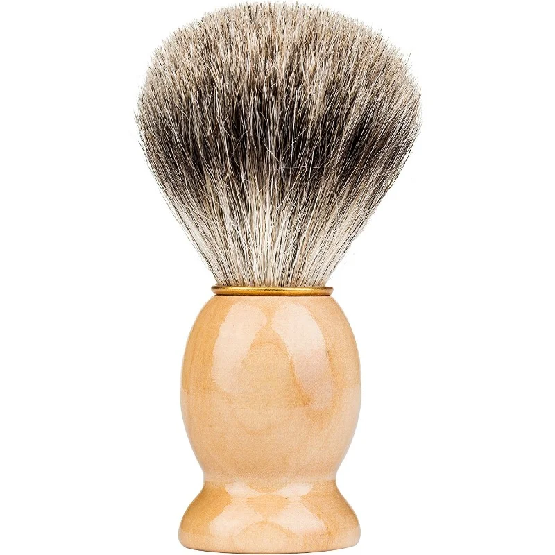 Escova de barbear de madeira para homens Aparelho de limpeza facial Ferramenta de salão de beleza Escova de barbear cabelo texugo