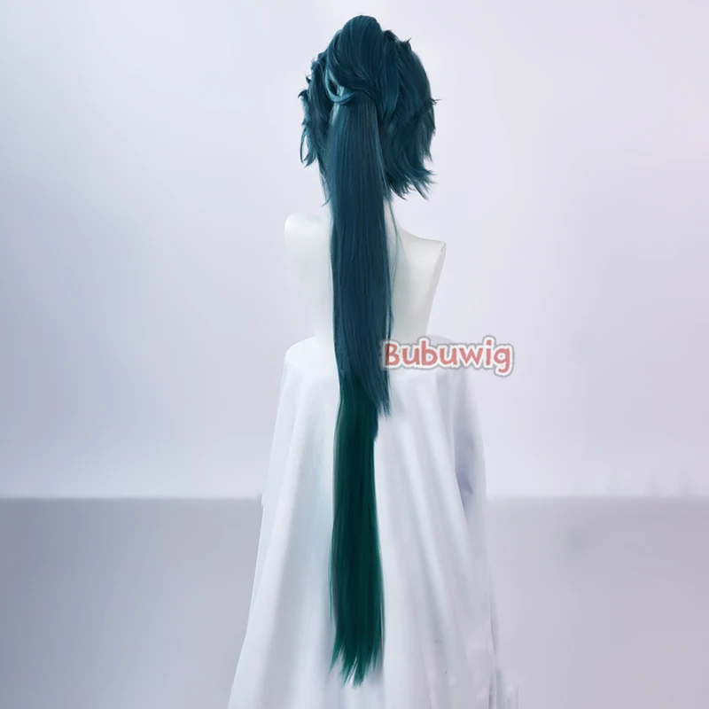 Bubuwig pelo sintético Jiyan pelucas de Cosplay juego Wuthering Waves Jiyan 80cm juego de rol largo cola de caballo verde Cos peluca resistente al calor