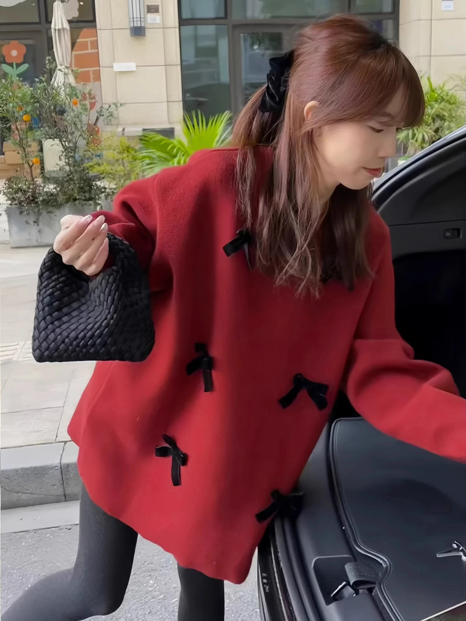 Suéter Rojo de Punto para Mujer, Capa Base, Estilo Casual, Invierno, Año Nuevo, Moderno, Cálido, ueso, Manga Larga, Cuello ...