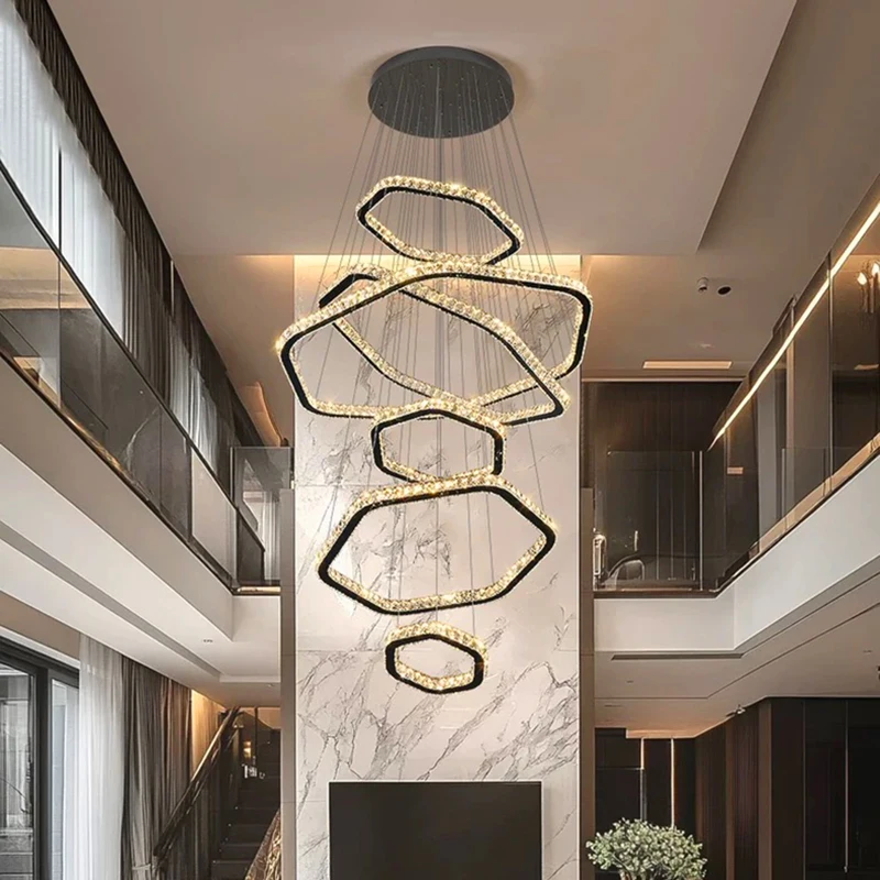 

Modern Home Decoration Crystal Chandelier Stair Pendant Lamp Living Room Pendant Lights Interior Lighting