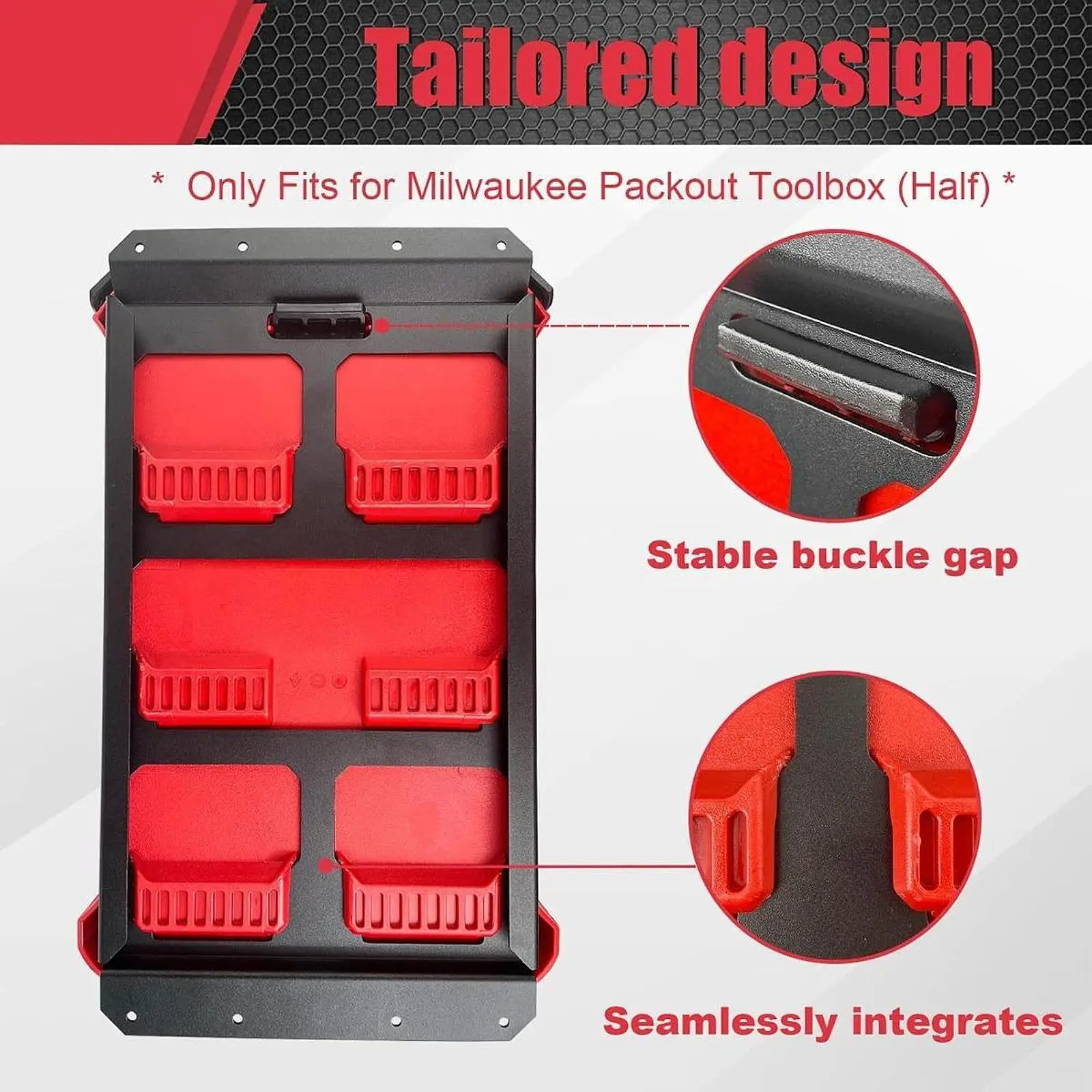 Modular Tool Storage Base Plate 38cmx21cm Heavy Duty for Wall Floor Molle Panel Quick Installation Versatile