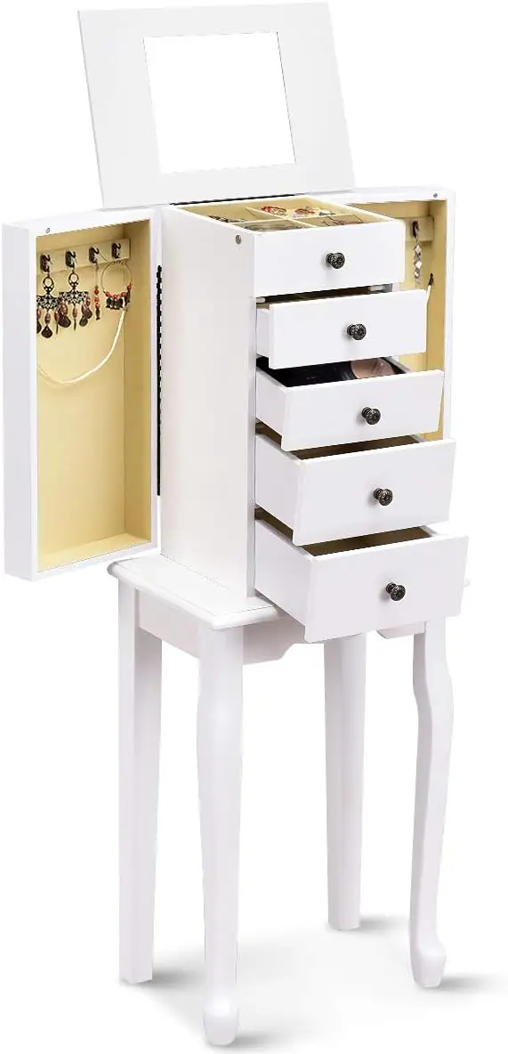 

Jewelry Cabinet Armoire Box Storage Chest Necklace Stand Organizer