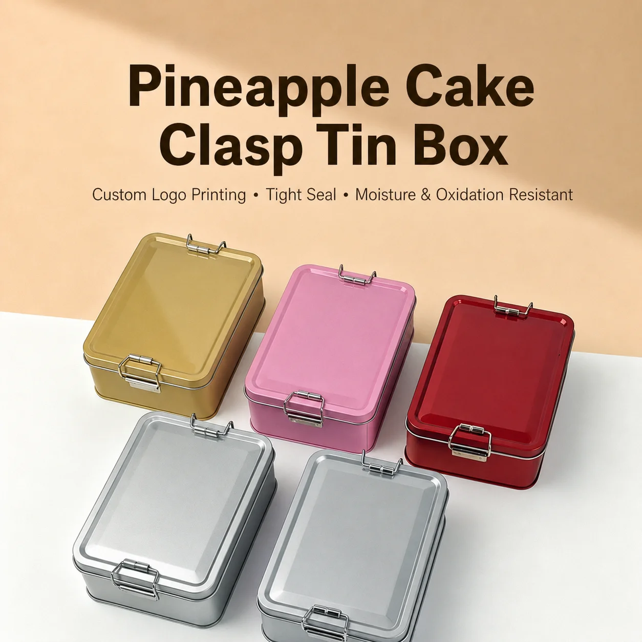

Metal Cake Box Sturdy Sealed Tin Box Tinplate Container Minimalist Gift Packing Box For Household Storage Wedding Candies Gift