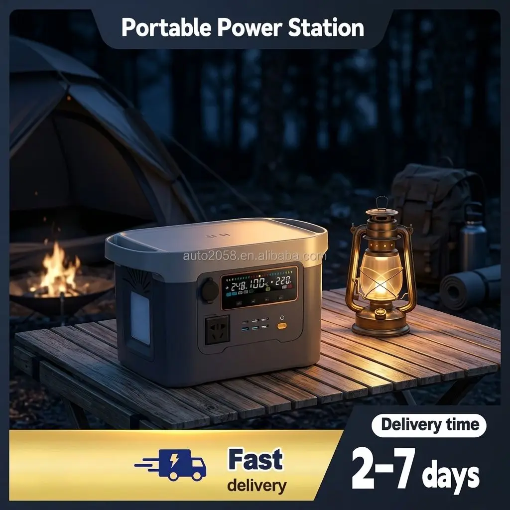 600W 540Wh Portable Power Station With High Brightness LED Light SOS Emergency Battery Backup For Outdoor Night Fishing