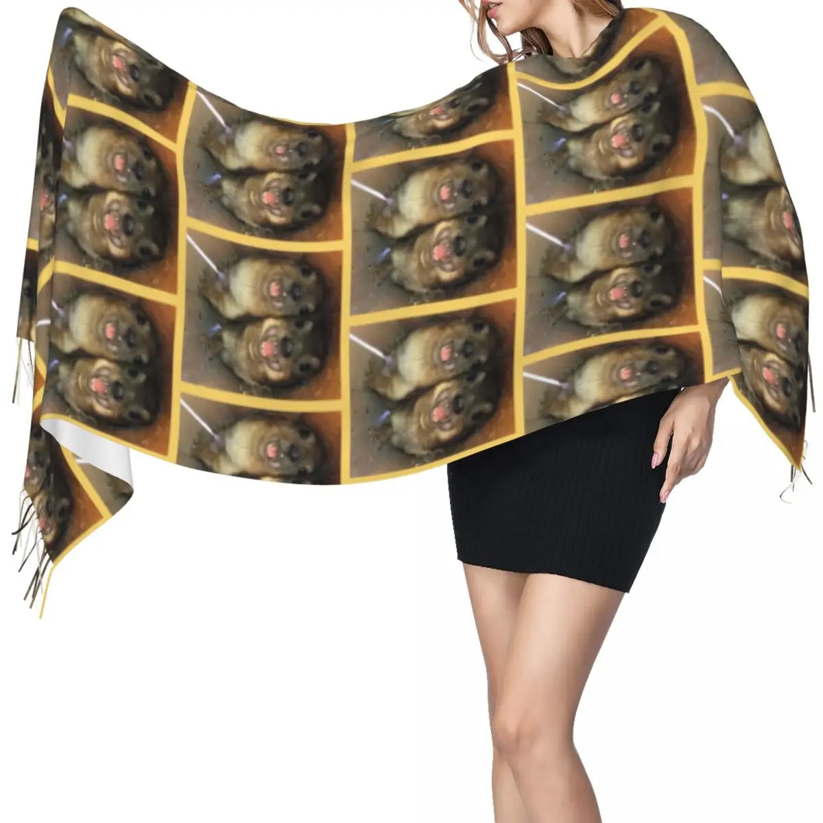 

Rock Hyrax забавный мем шарф шарфы с кисточками женские мягкие теплые шали и накидки длинная осенне-зимняя шаль накидка