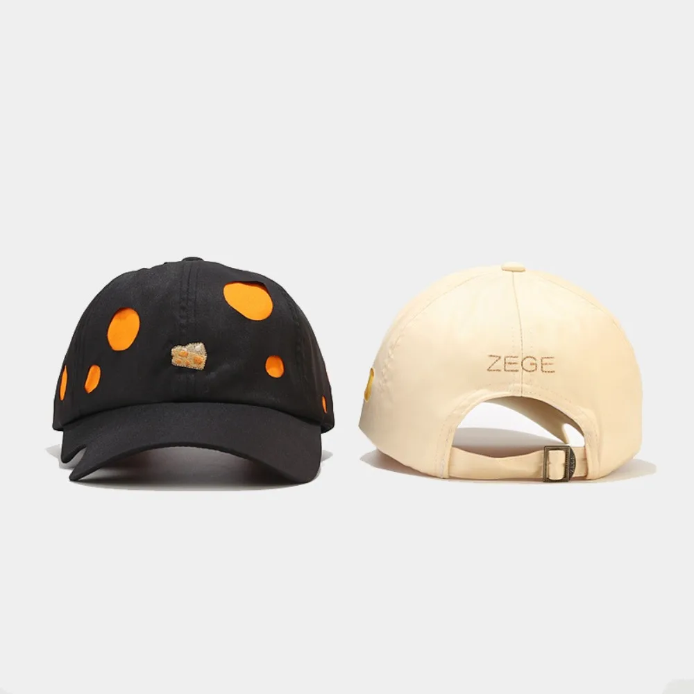 Korean Style Cheese Baseball Cap Solid Color Sunscreen Cheese Embroider Sun Hat Cotton Cartoon