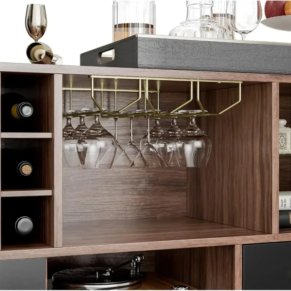 XMSJ Living Room Cabinet, Furniture, Sideboard, Wood Cabinet, 12 Wine Bottle Rack, Stemware Holder and Drawers