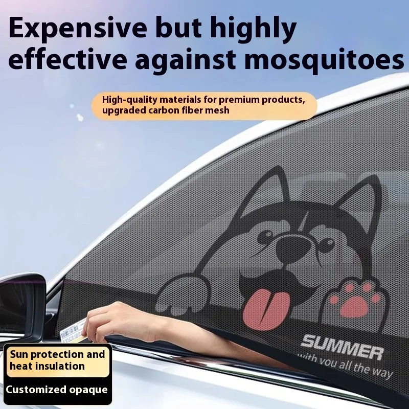 

Universal Car Soft Mosquito Net Stretchy Cute Pattern Car Interior Accessory Sun Protection Breathable Car Side Window Sunshade