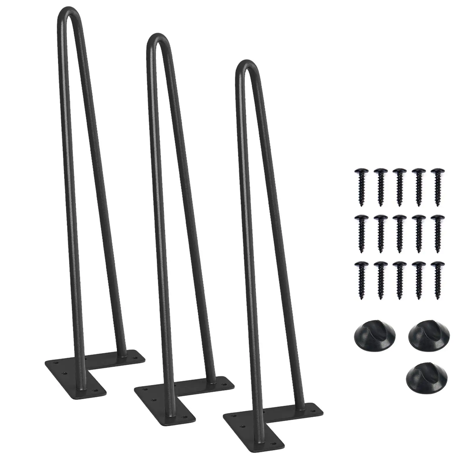 

Black Metal Hairpin Legs 16 Inch Set Of 3 With Screws And Protective Caps For DIY Coffee Table Bench Nightstand