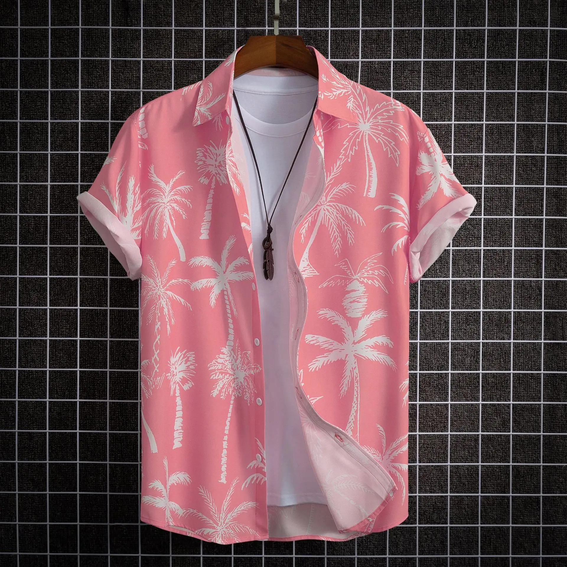 Men's Hawaiian Shirts for Men Short Sleeve 3D Printed Shirt Beach Blouse Orange Retro Tie Pattern Aloha Shirts Summer Tops