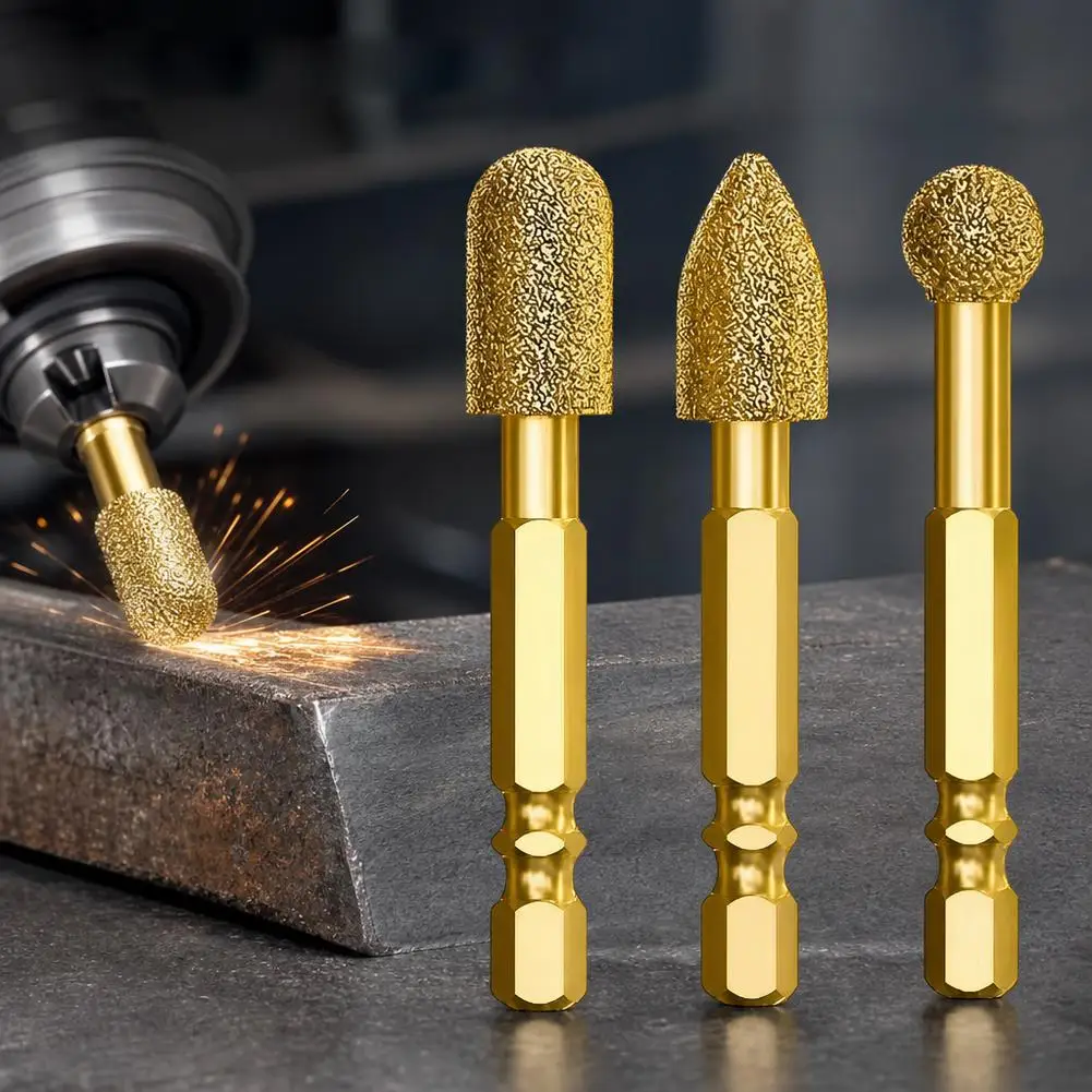 Diamond Grinding Head Hexagonal Handle Hard Alloy File Cast Iron Stone Hand Drill Brazing Polishing Artifact