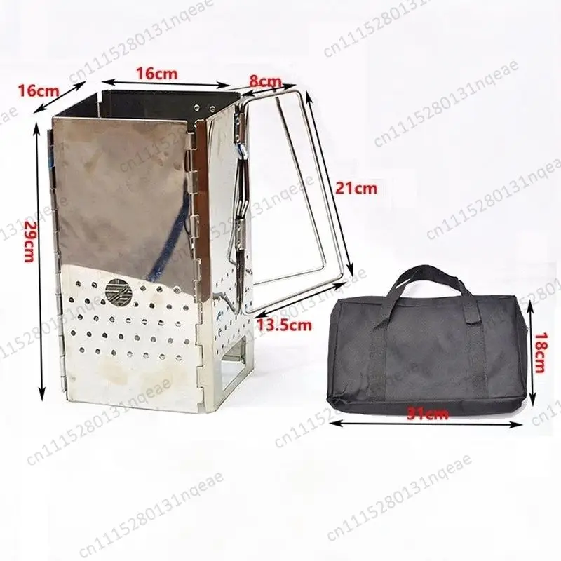Stainless Steel Camping Wood Stove Outdoor Barbecue Folding Charcoal Igniter Portable Bag