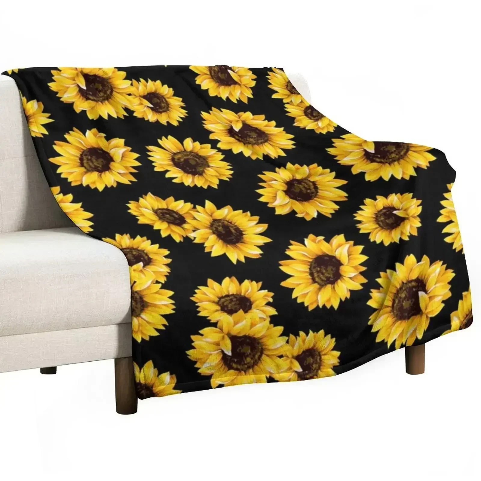 

Sun flowers floral pattern - yellow flower Throw Blanket Outdoor Soft Blanket for Picnic Beach Camping