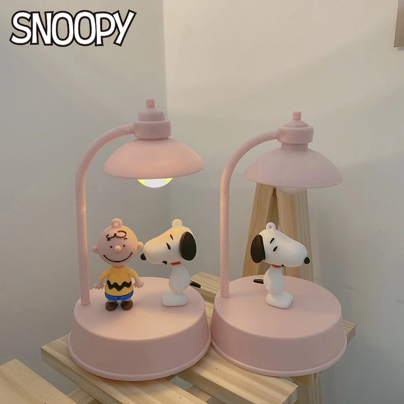Snoopy Night Light Anime Desk Lamp Desktop Ornament Cartoon Kids Bedside Bedroom Table Lights Room Decoration Birthday Xmas Gift