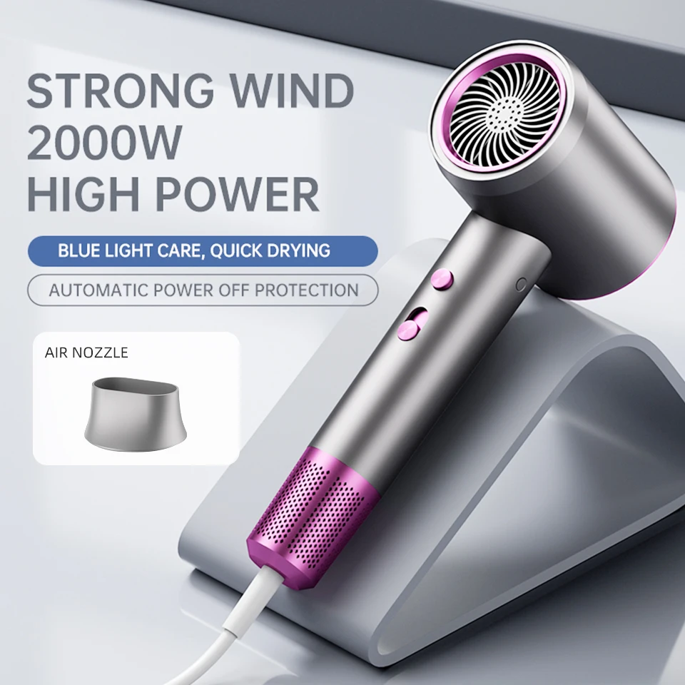 High Speed Hair Dryers High Power 2000W Negative ion Blue Light Hair Care Quick Dry Home Hair salon Blow Drier Hot Cold Wind