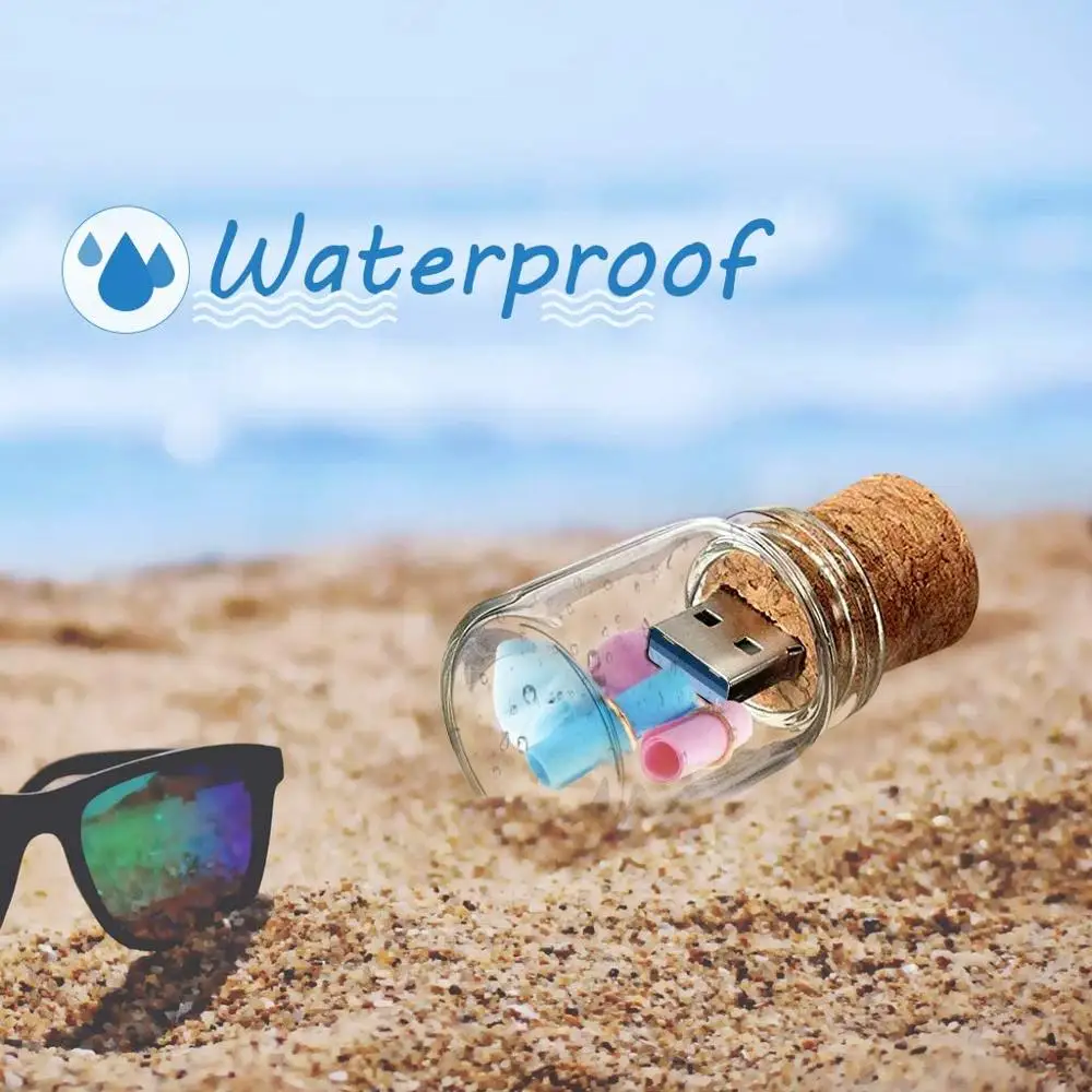 Creative Original Unique Mini Drift Bottle(Cork+Glass Bottle)  usb 3.0 memory flash stick pen drive (Over 20 pcs.free logo fee)