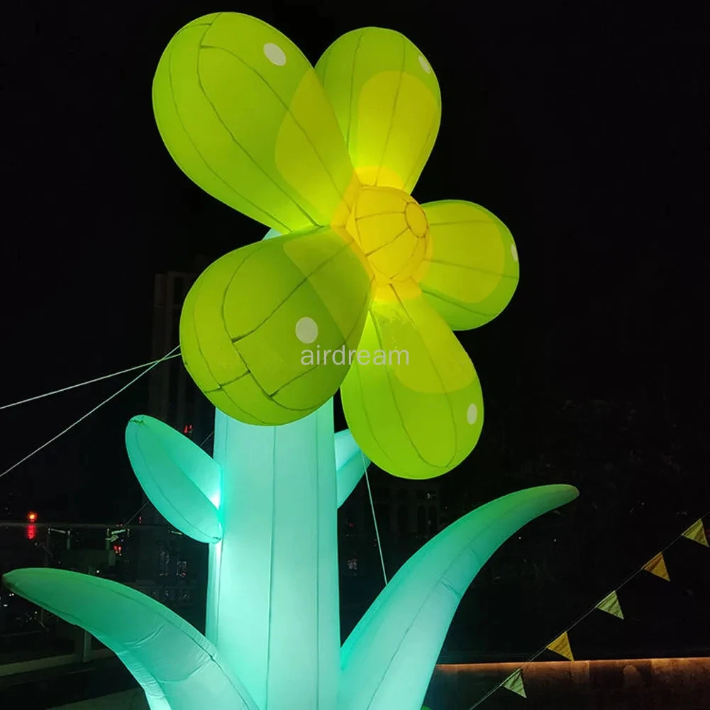 Modèle de fleur gonflable avec lumière colorée LED, thème de plantes à fleurs, plante artificielle, événement, décoration de scène, publicité