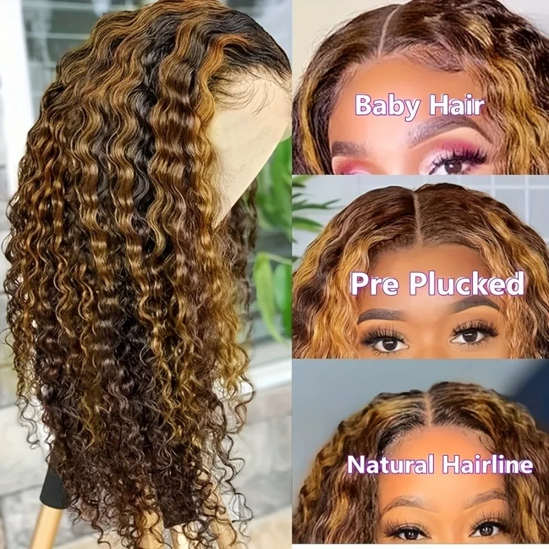 تسليط الضوء على الشعر البشري موجة عميقة 13*4 Hd الدانتيل إغلاق الباروكات شعر الإنسان 4/27 الملونة غلويليس العسل شعر مستعار أشقر باروكة من شعر طبيعي قبل Pl