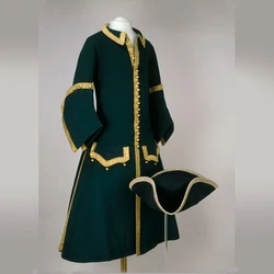 1715s-1730s Green Mourning Jacket Costume Philippe II Duke of Orleans Period Men's Suit Vintage Regency Jacket Theater Costume