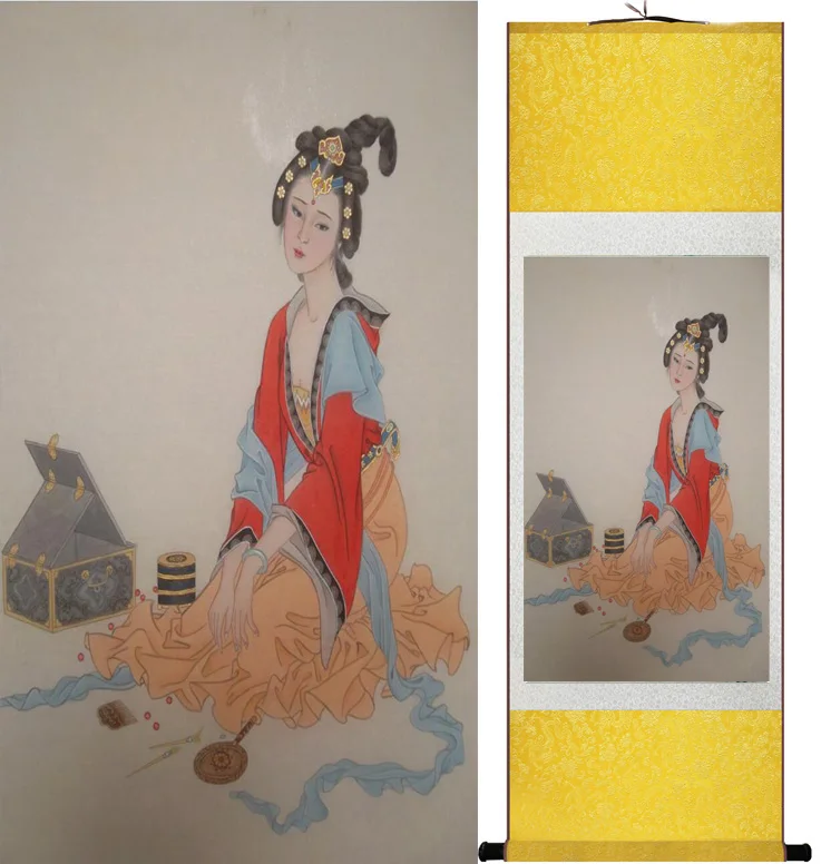 Top quality pretty girl painting   traditional Chinese Art Painting Home Office Decoration Chinese painting  woman painting