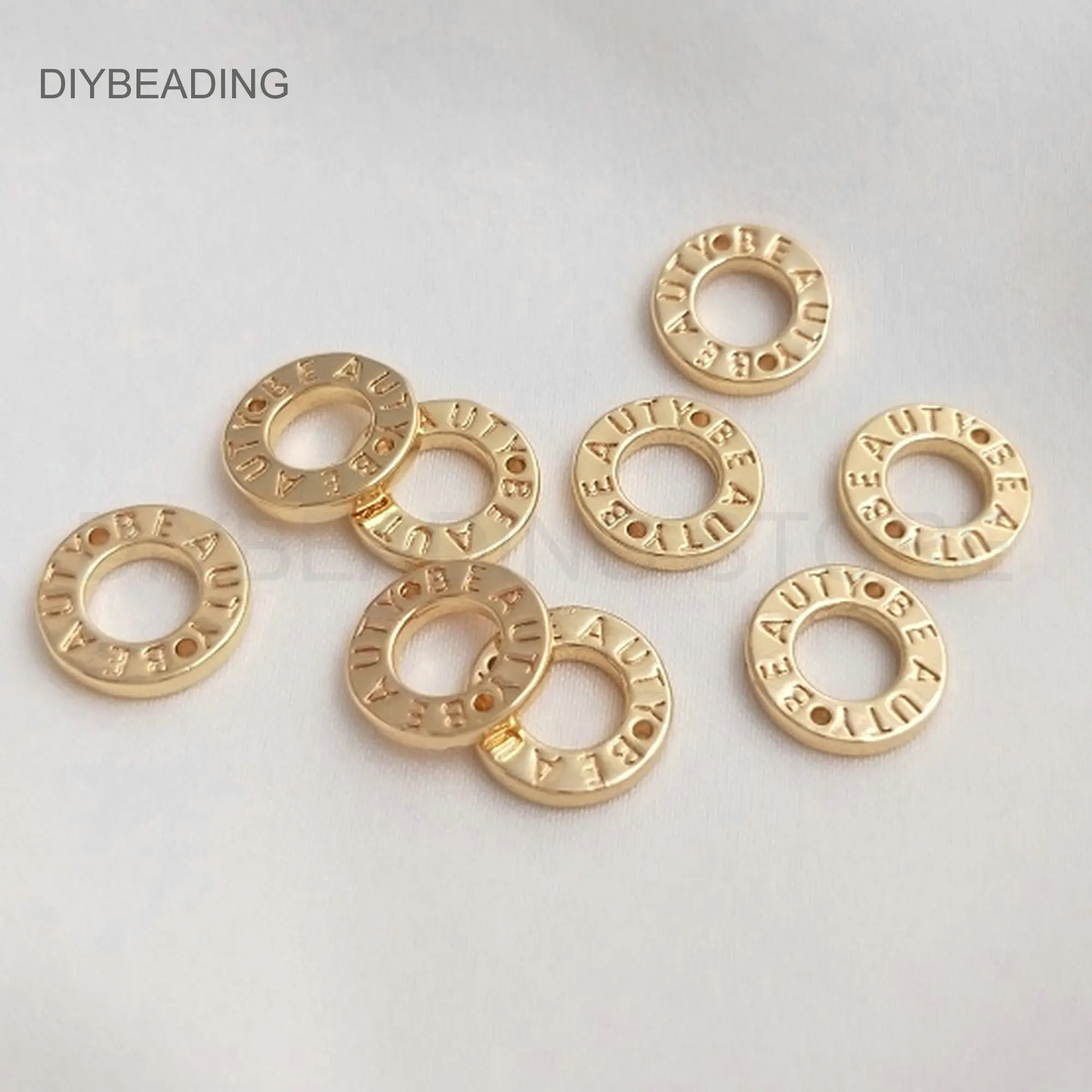 

Connectors for Jewelry Making 14K Gold Plated Round Ring Circle Finding Beauty Initial Donut Charm Finding Material Lot Supply