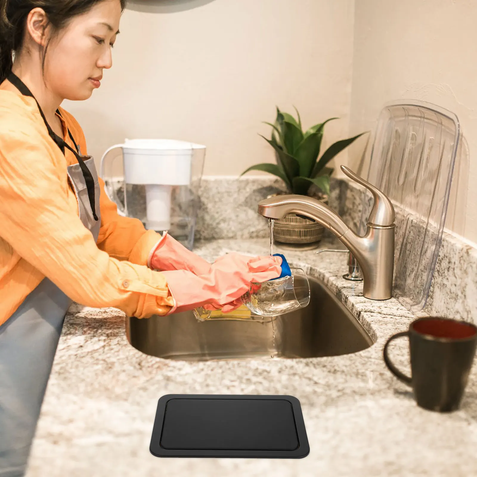 

Stainless Steel Lid Rectangle Can Cover Swing Trash Bin Flap Garbage Recycling Countertop Kitchen Bathroom Use Easy