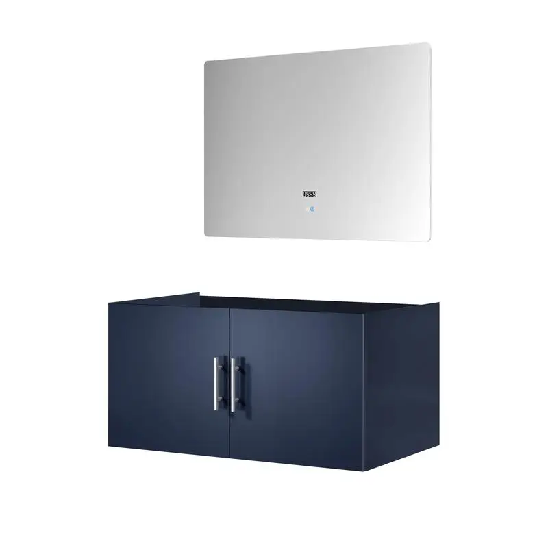 حمام باللون الأزرق الداكن مقاس 36 بوصة مع عمق 22 بوصة ومرآة LED