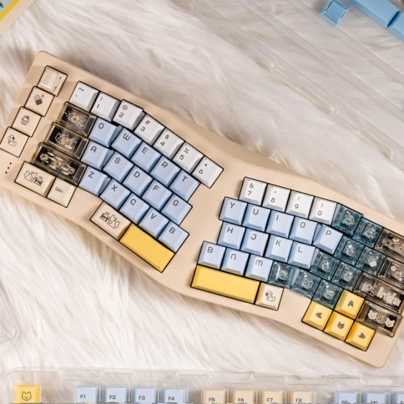 MiFuny Ice Fox Theme Keycaps Set PBT/Metal Keycap Cherry Profile Key Caps for Mechanical Keyboard Gamer Accessories Custom Gifts