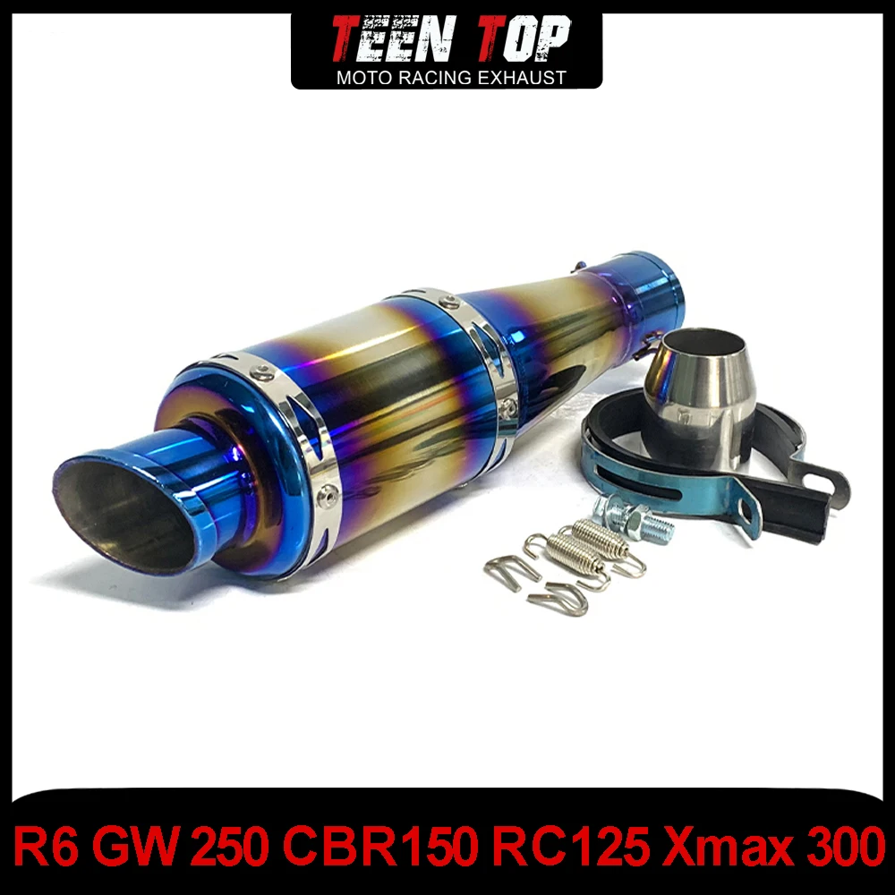 

Universal Moto Exhaust Muffler Modified Stainless Steel Blue R6 GW250 CBR150 RC125 Xmax 300 Motobike Escape Moto Muffler