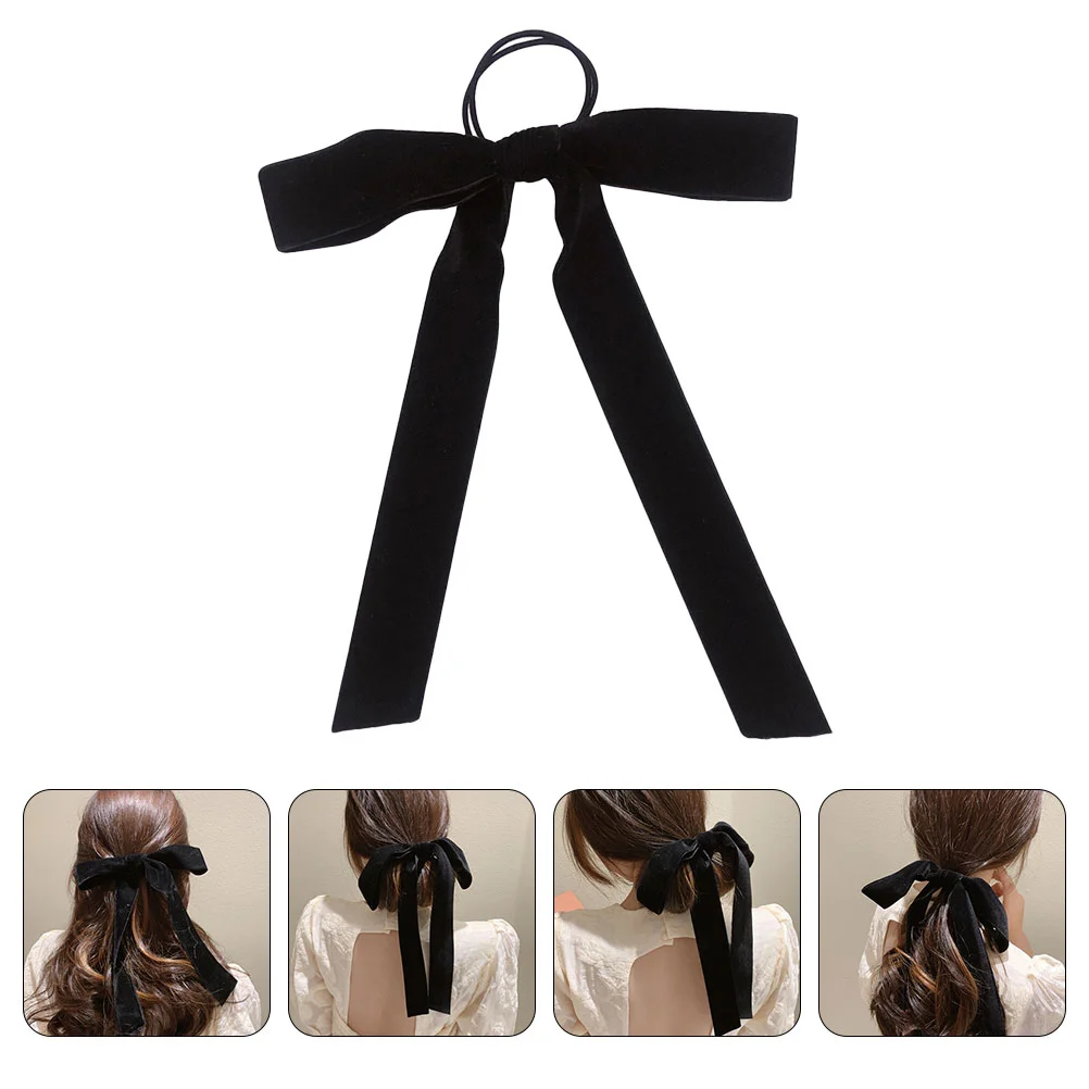 

Big Bow Headband Hair Clips Rings Elastic Bands Ties for Girls Portable Delicate Ponytail Holders Velvet Accessory Miss Decor