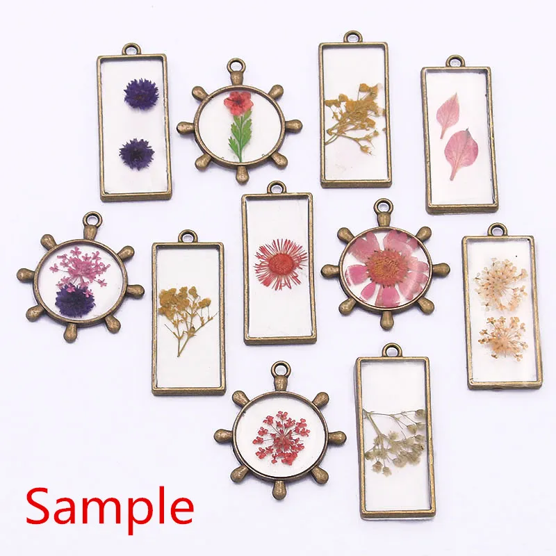 30g 50g Random 10-40 Styles 6 Color Geometric Figure Charm Hollow Glue Blank Pendant Tray Bezel DIY Handmade Necklace Make