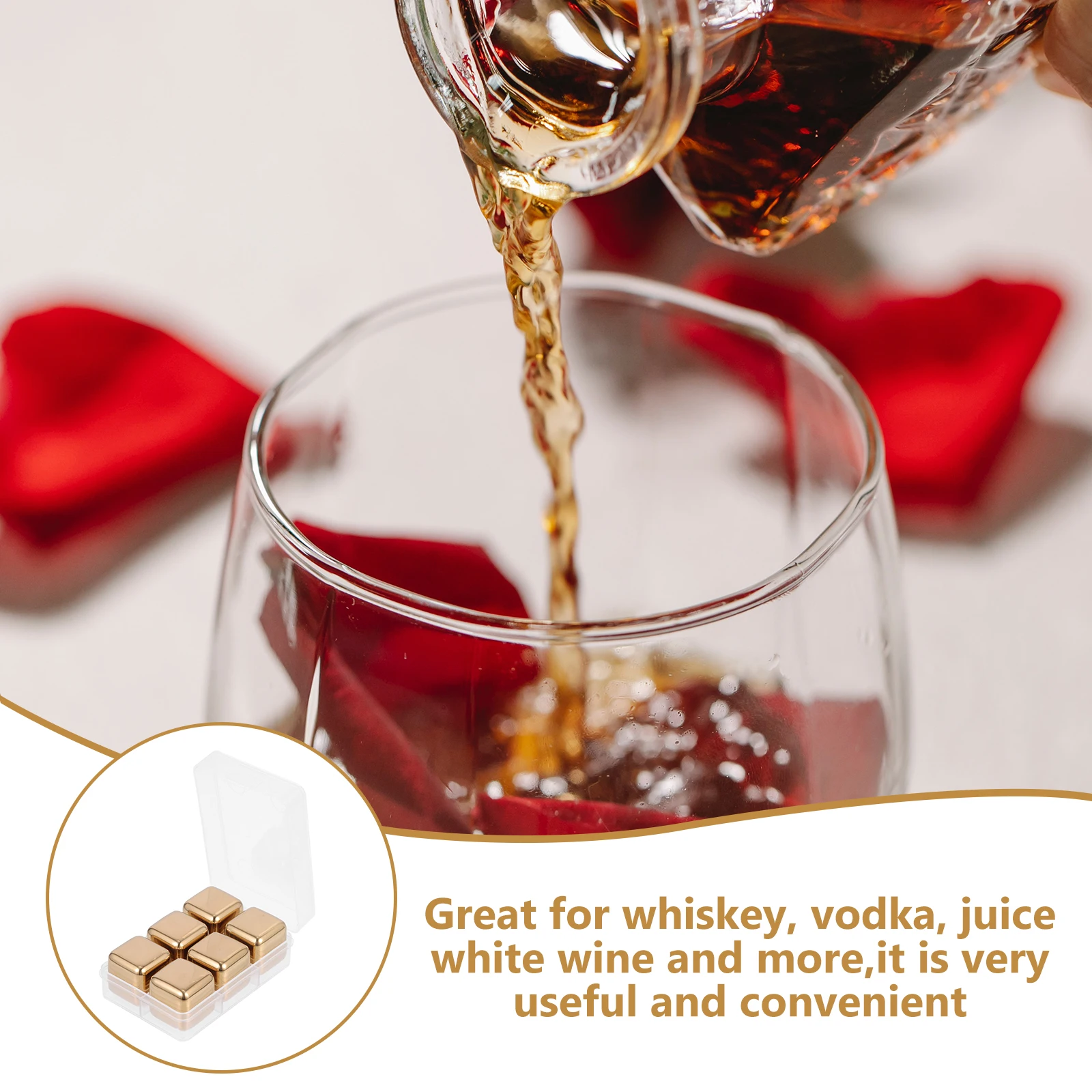 

1Set Stainless Ice Cube Reusable Metal Cooling Multi-Use Melting Proof Ice Cubes for Whiskey Wine Beverage Bar