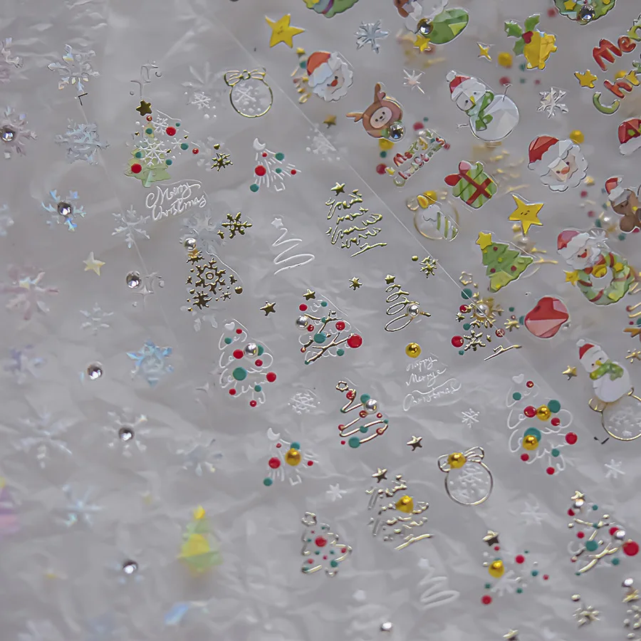 5D crystal diamond nail art stickers high quality Christmas series nail stickers Christmas snowflake nail art decoration sticker