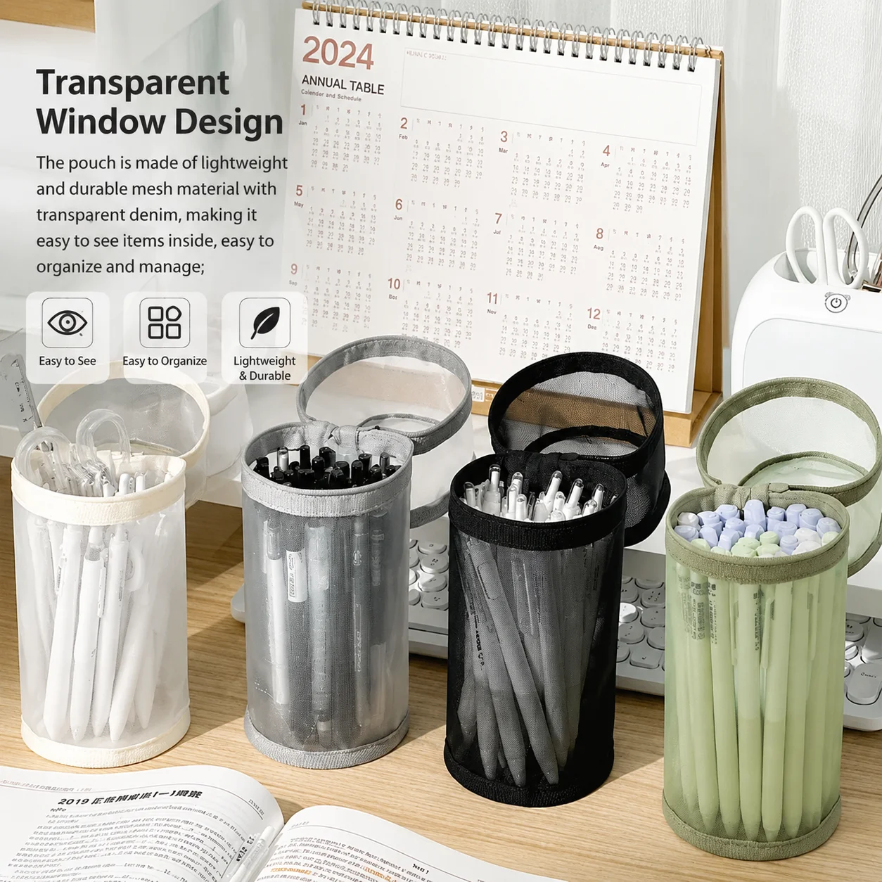 1/3pcs Set of Multi-Style Easy Transparent Standing Pencil Cases And Pens High-Definition Visible Material Student Daily Storage