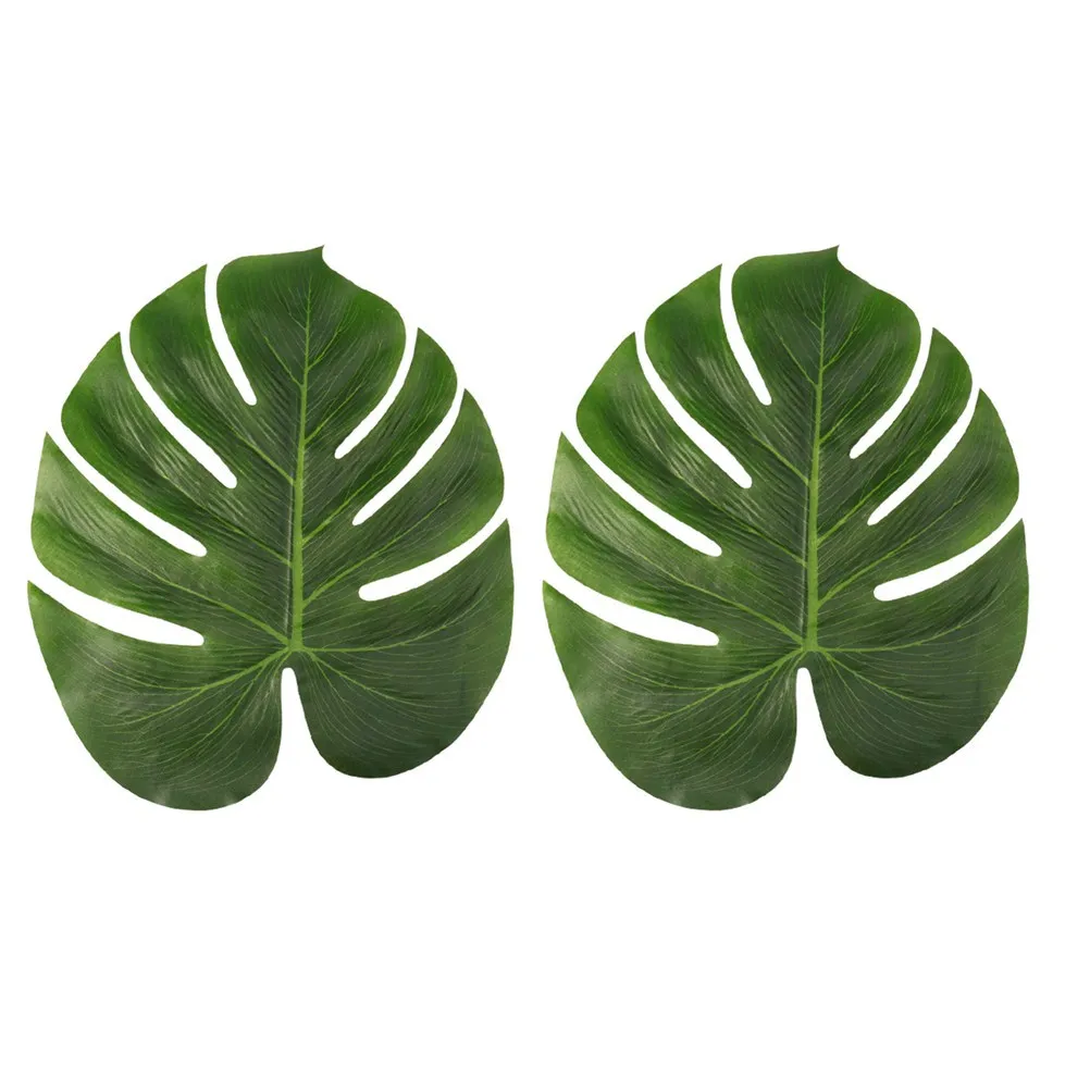 

12Pcs Artificial Tropical Palm Leaves 35x29cm Realistic Simulation for Hawaiian Luau Party Jungle Beach Summer Party Decorations